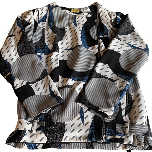 Topshop Front Zip Patterned Blazer * 2 - Picture 7 of 13